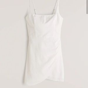 White Squareneck Wrap Mini Dress